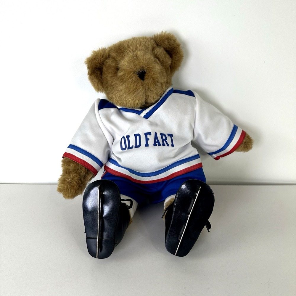 Vermont Teddy Bear Brown Siegel #60‎ Hockey Player Jointed Posable 16 In Vintage